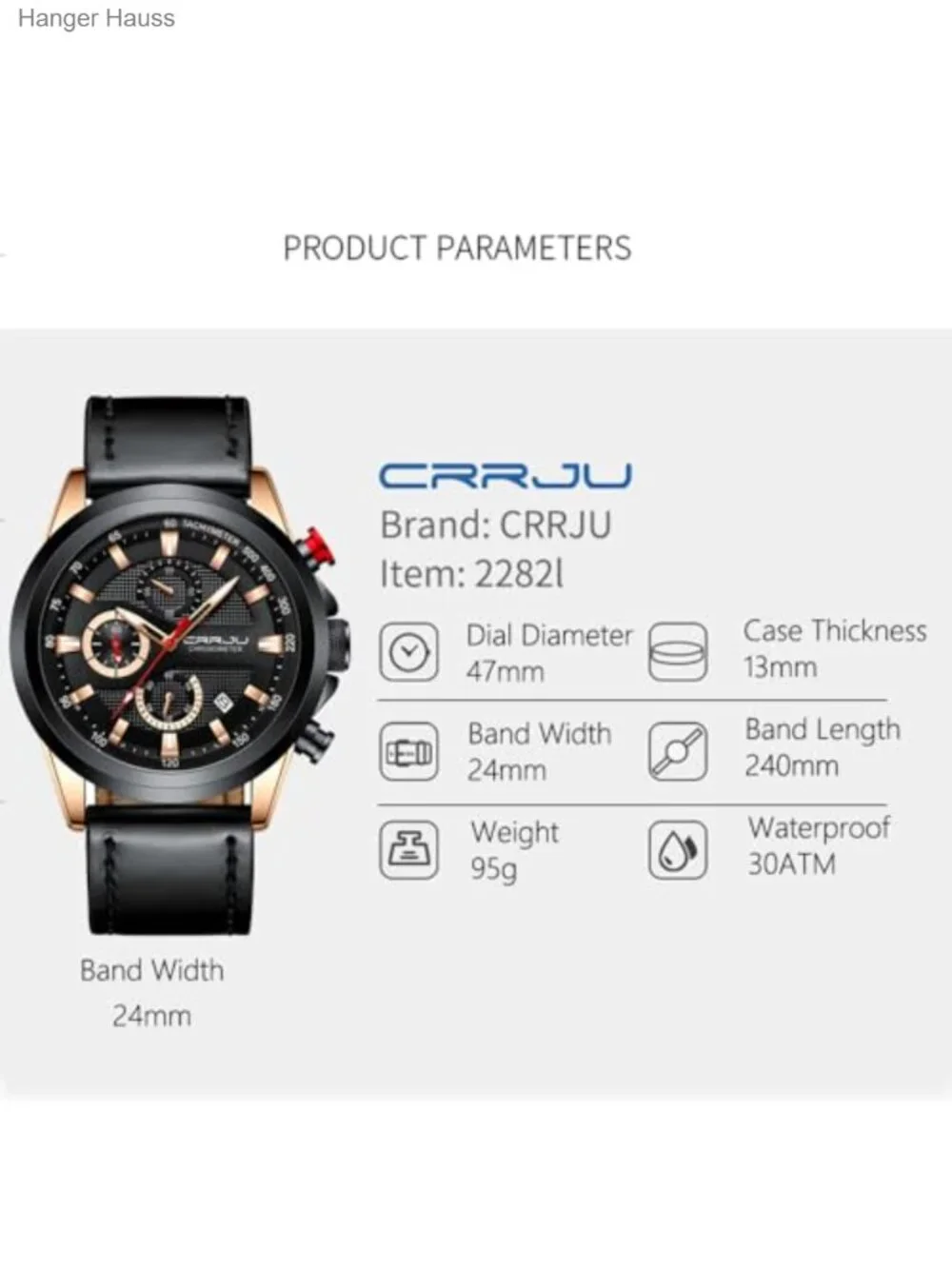 Men's Business Casual Chronograph Quartz Waterproof Wristwatch with Leather